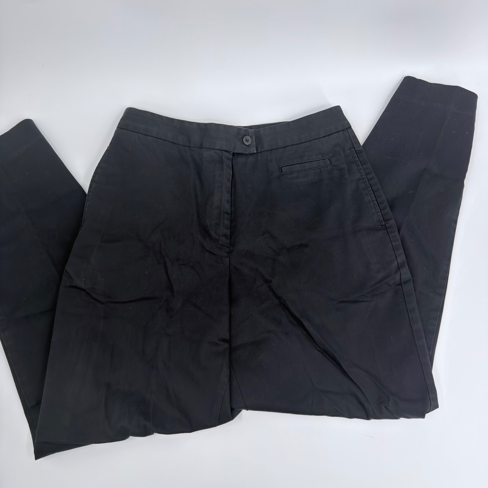 Talbots Trousers Tapered Leg 90s Vintage Women Size 10 Black Cotton Stretch Pant